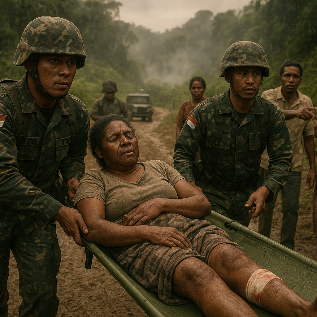 Darah dan Doa di Perbatasan: Prajurit TNI Pimpin Evakuasi Warga Sipil Terluka dari Konflik Sengketa Lahan di Papua