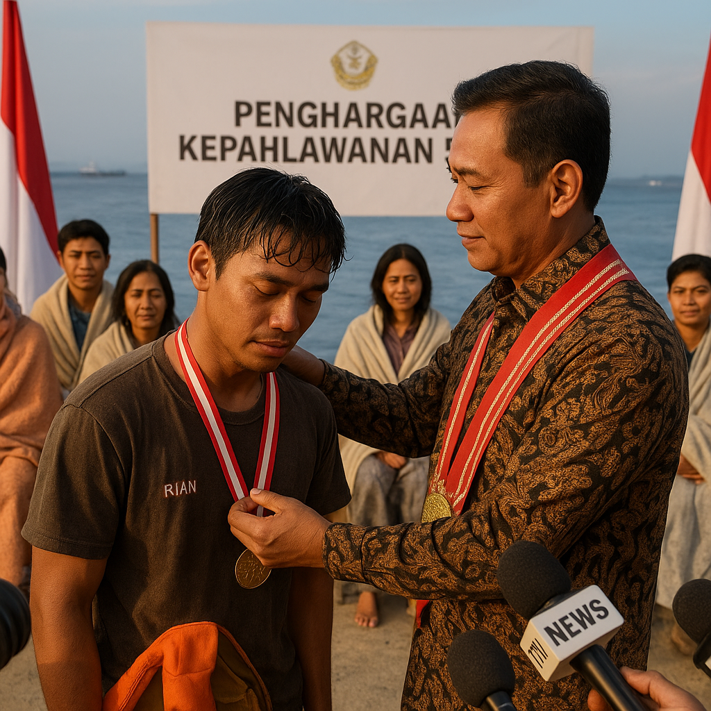 Pemuda Penyelamat 5 Korban Kapal Tenggelam di Selat Sunda Dianugerahi Penghargaan Kepahlawanan
