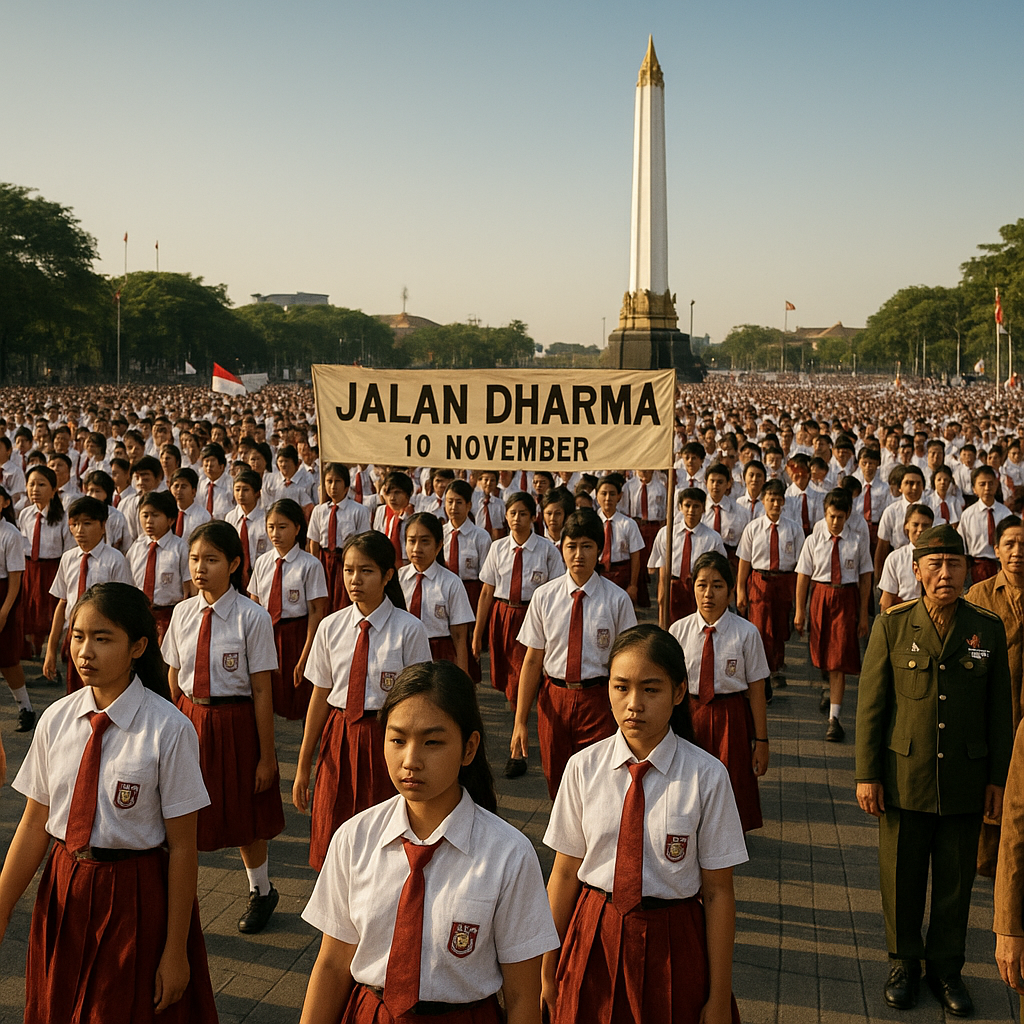 Napak Tilas Jejak Pahlawan di Surabaya, Ribuan Pelajar Ikuti 'Jalan Dharma' untuk Tanamkan Nilai Perjuangan