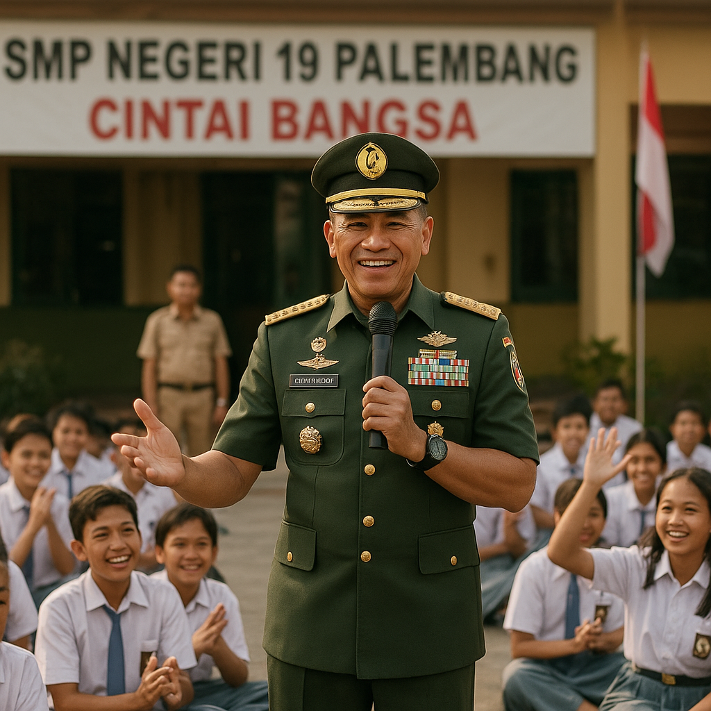 Bakar Semangat Patriotisme Pelajar: Pangdam Sriwijaya Ajak Siswa SMPN 19 Palembang Cintai Bangsa dan Raih Prestasi