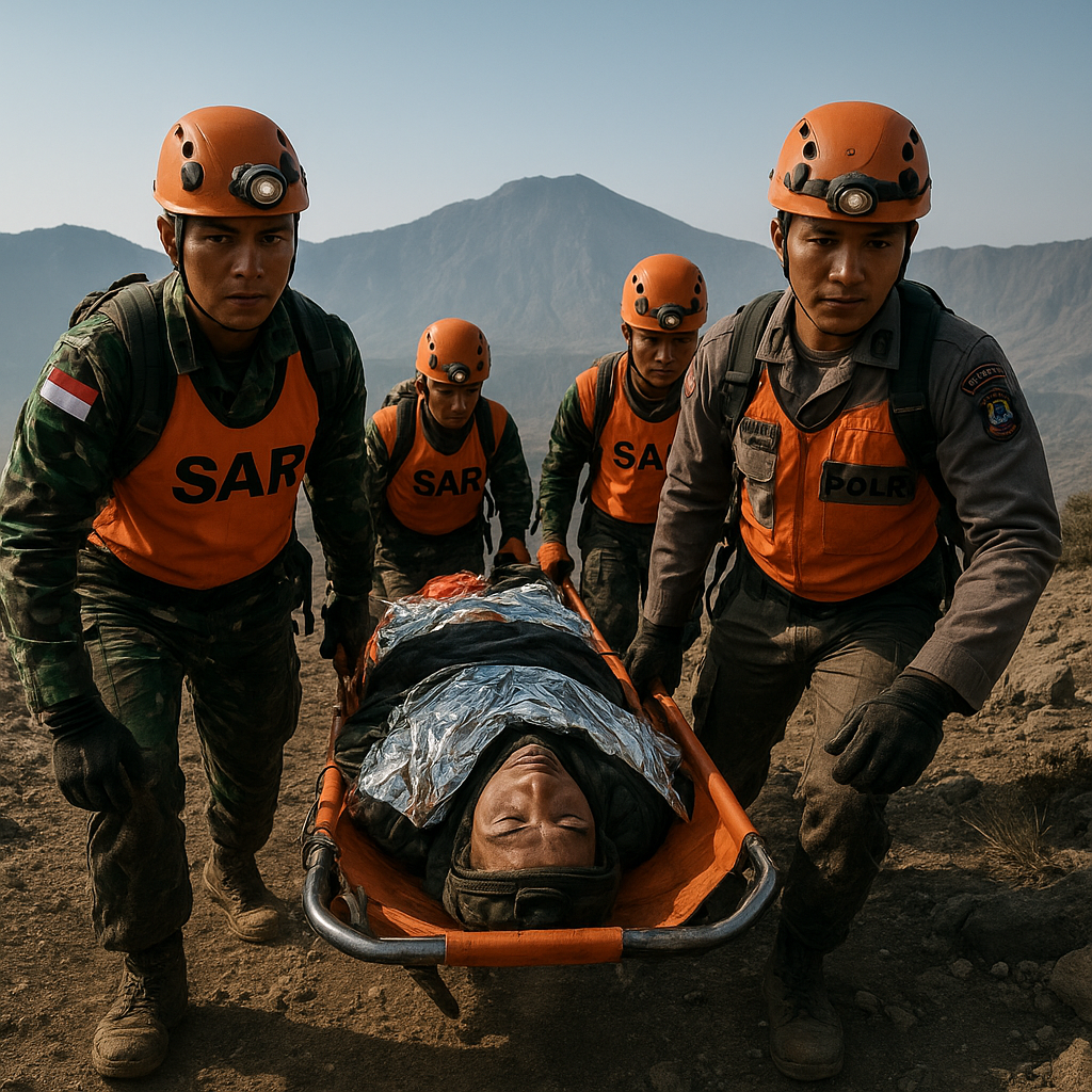 Tim SAR TNI-Polri Evakuasi Pendaki Tersesat di Gunung Rinjani, Operasi Penuh Pengorbanan