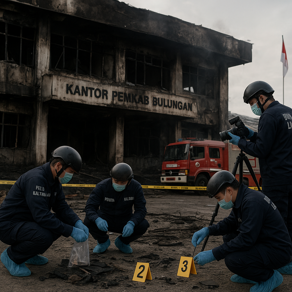 Kantor Pemkab Bulungan Kebakaran, Polda Kaltara Terjunkan Tim Labfor