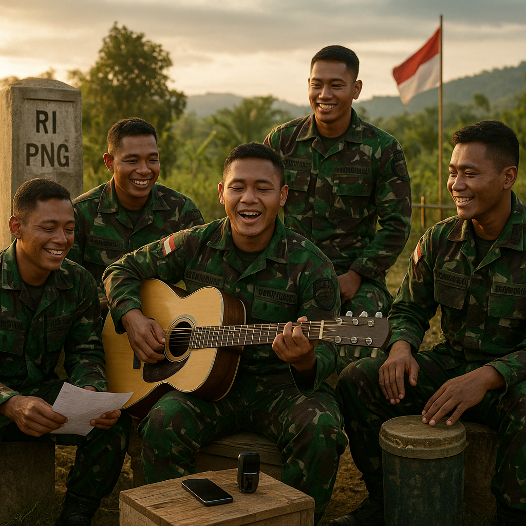 Prajurit Satgas Pamtas RI-PNG Ciptakan Lagu Motivasi 'Perbatasan Negeriku'