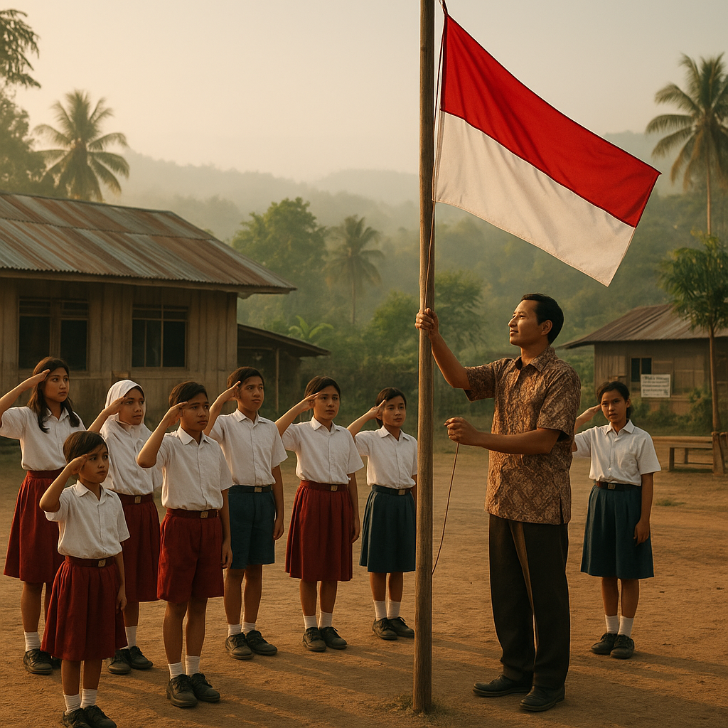 Upacara Bendera di Sekolah Pedalaman, Guru dan Siswa Menunjukkan Loyalitas pada NKRI