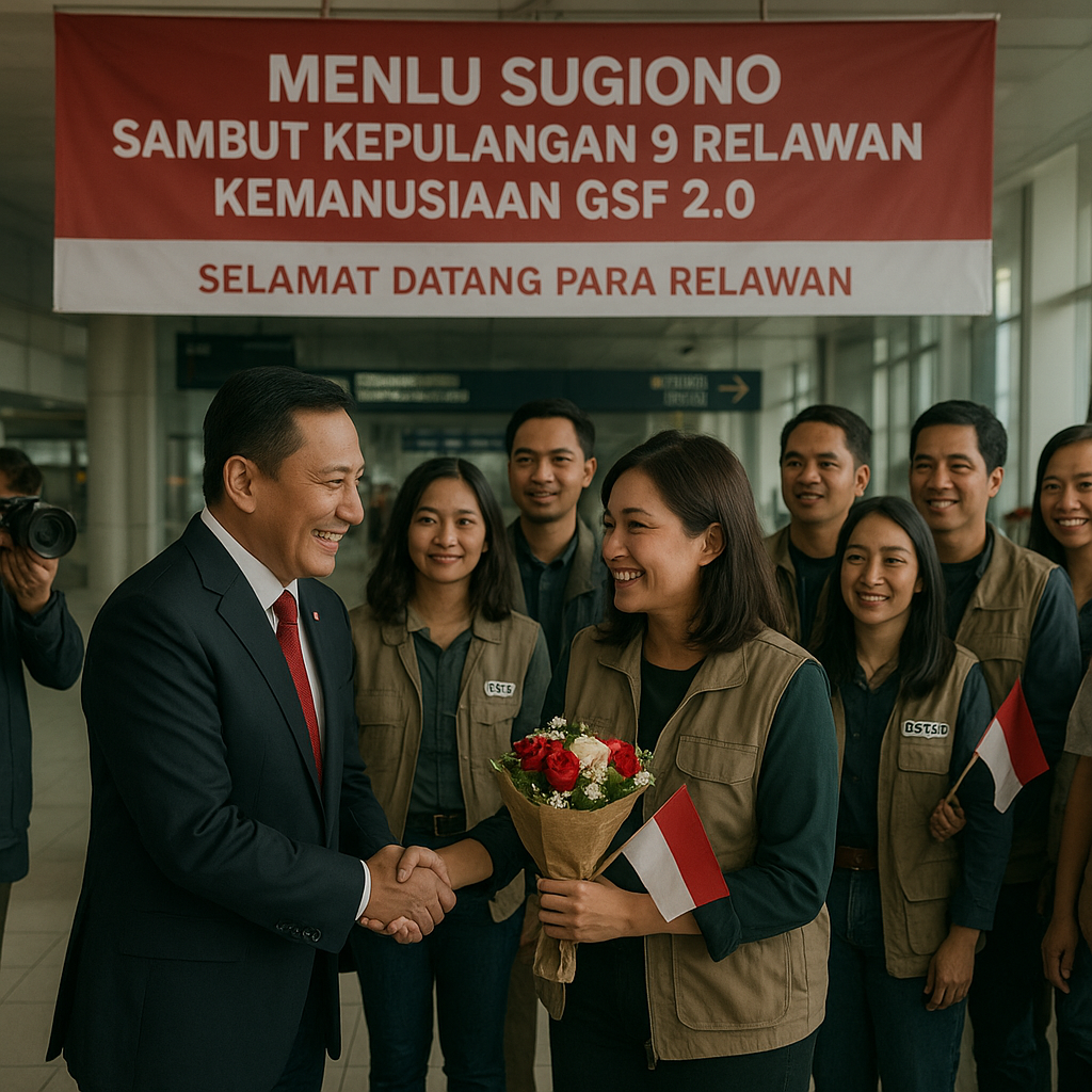 Menlu Sugiono Sambut Kepulangan 9 Relawan Kemanusiaan GSF 2.0
