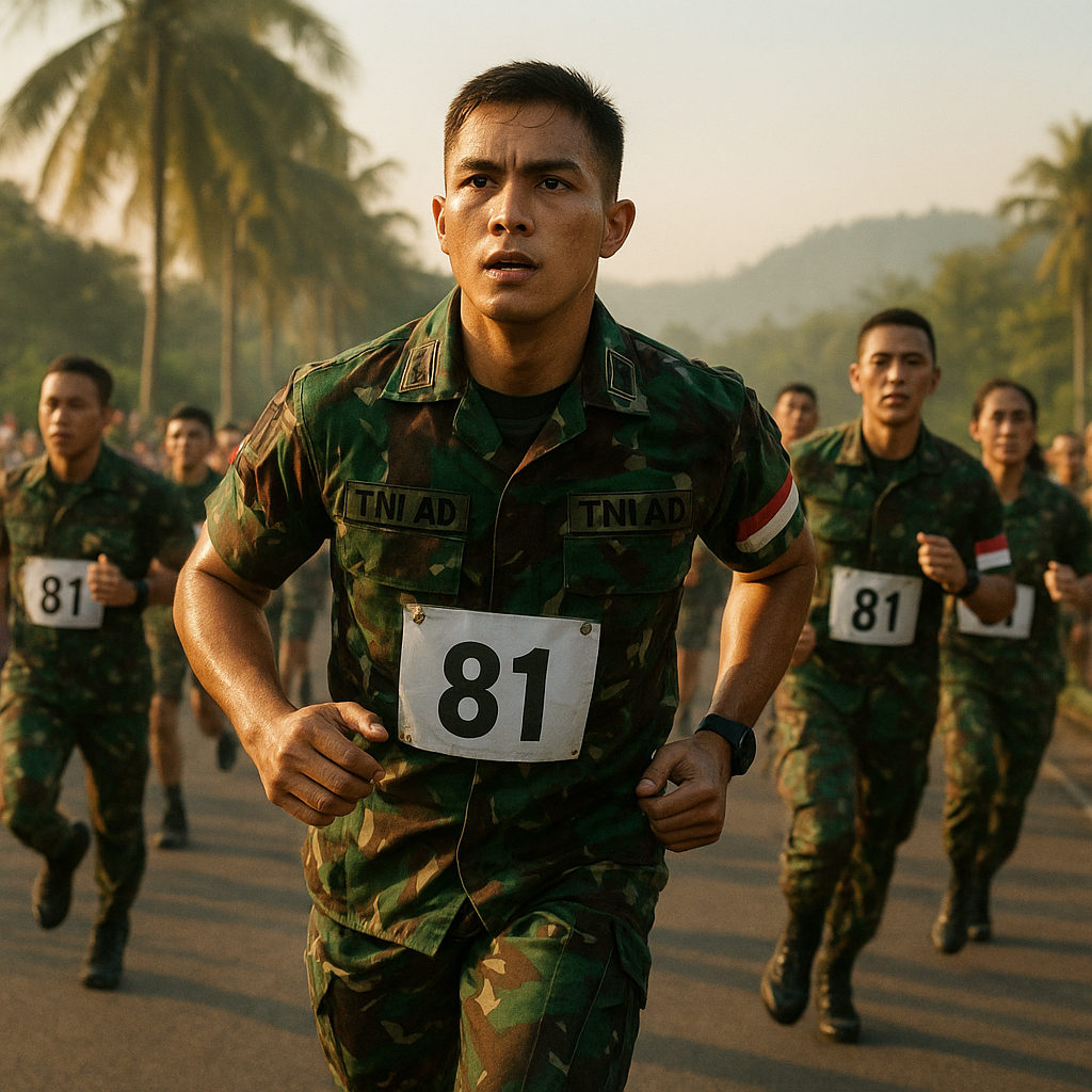 Prajurit TNI AD Peringati HUT ke-81 dengan Lomba Lari 81 Km Penuh Semangat Juang