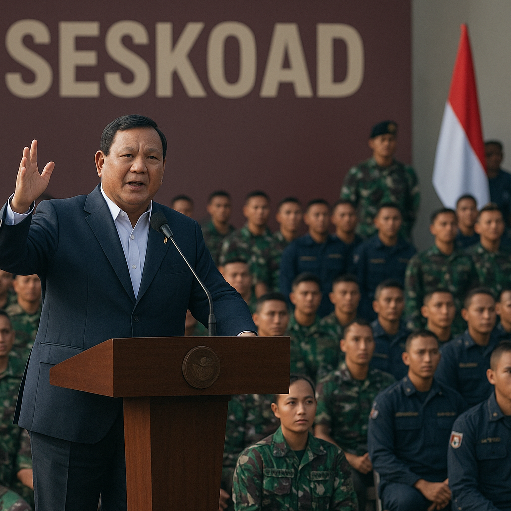 Prabowo Sampaikan Kuliah Langsung kepada 1.095 Perwira Siswa TNI-Polri di Seskoad