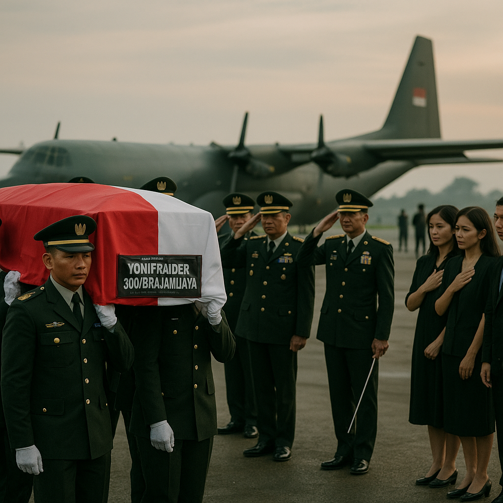 Jenazah Prajurit Yonif Raider 300/Brajawijaya Tiba di Jakarta, Dihadiri Pejabat TNI