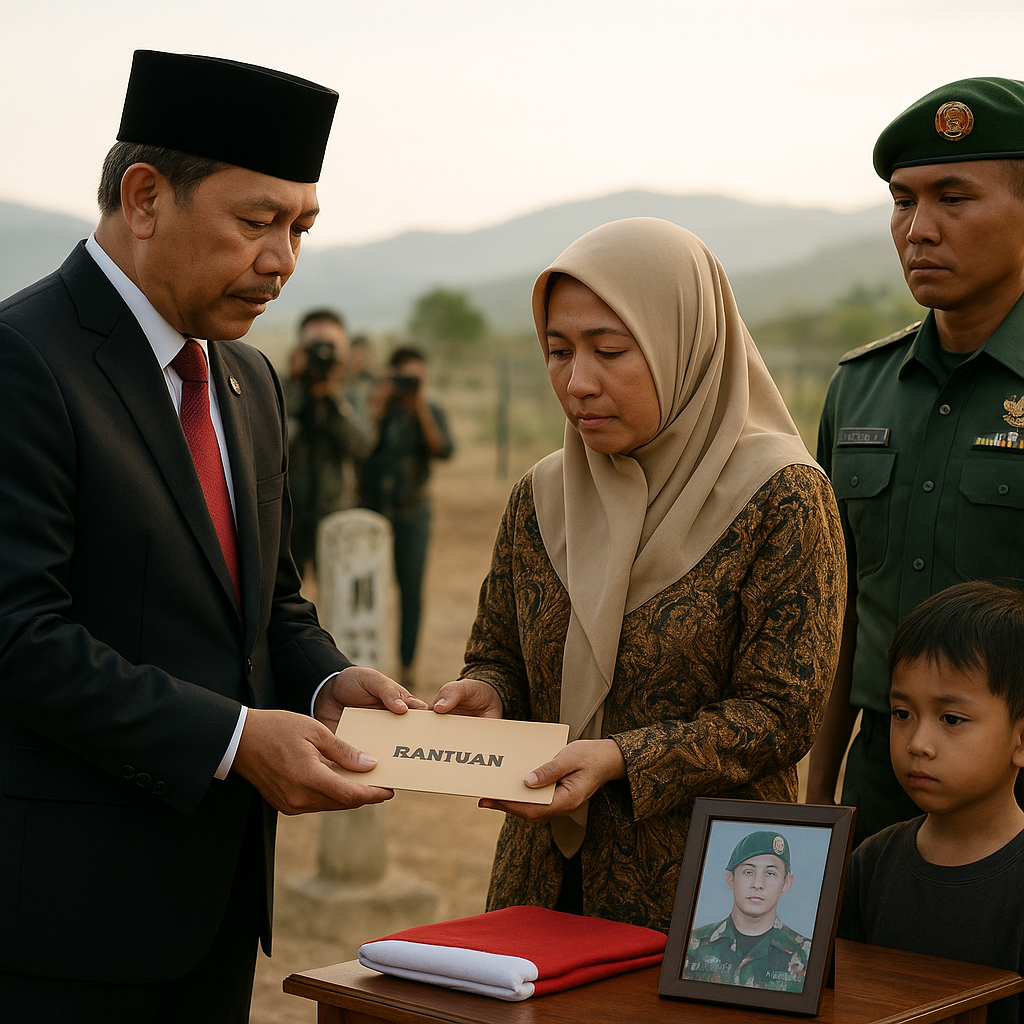 Mendagri Serahkan Bantuan Kepada Keluarga Prajurit Gugur di Perbatasan