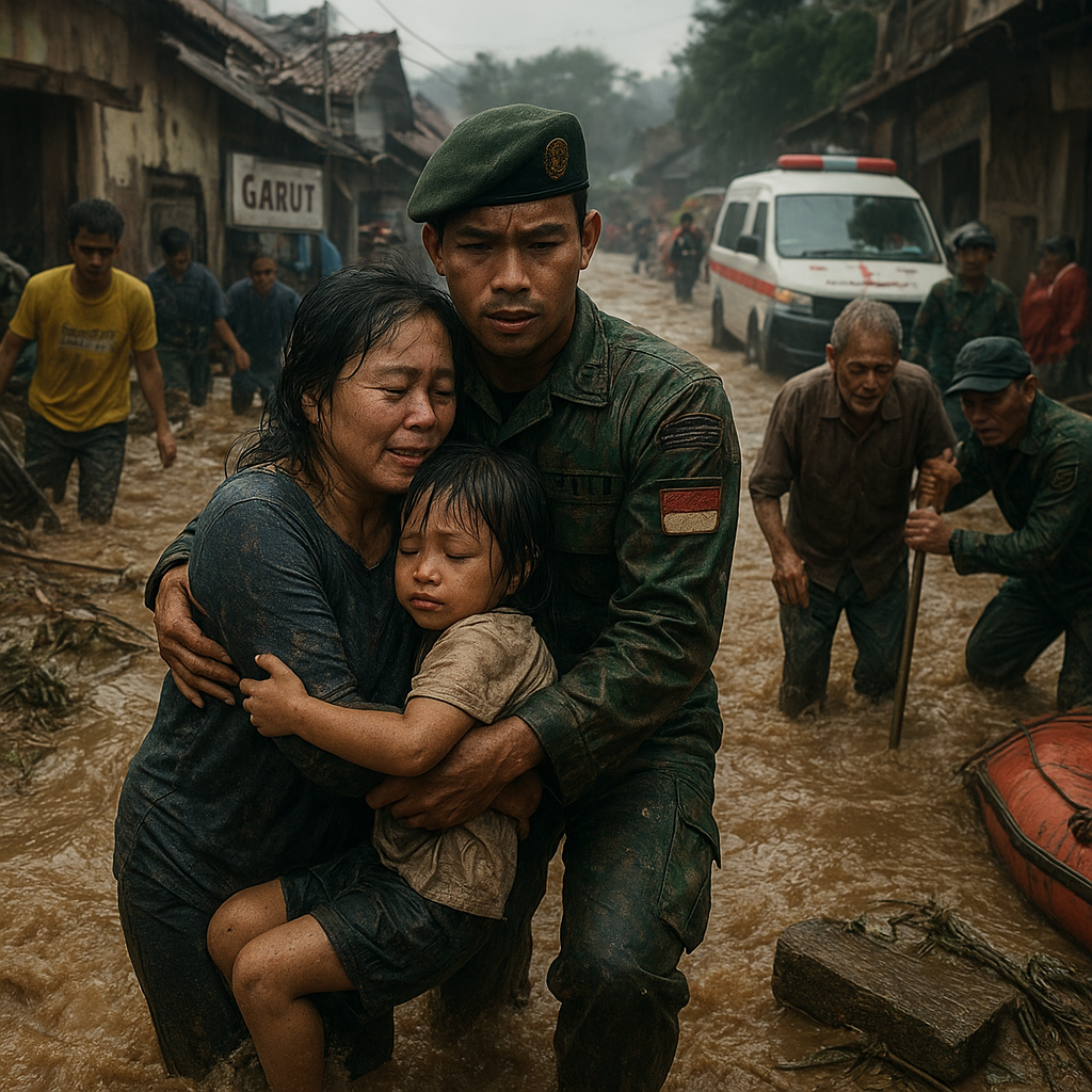 Kisah Heroik Prajurit TNI yang Selamatkan Warga dari Banjir Bandang di Garut