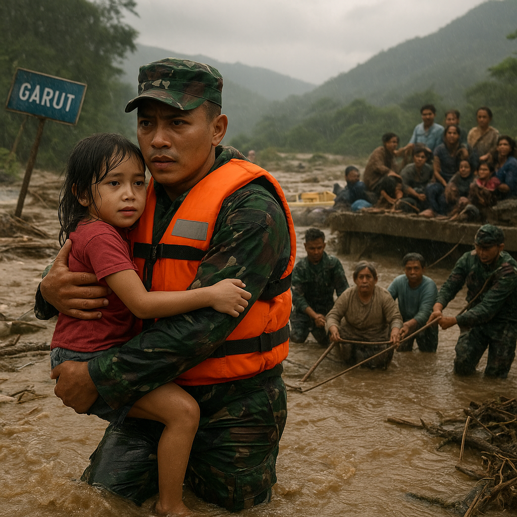 Momen Heroik: Prajurit TNI AD Menyelamatkan 10 Korban Banjir Bandang di Garut dengan Tubuh dan Jiwa