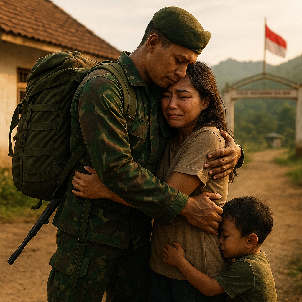 Kisah Haru Prajurit TNI yang Rela Tinggalkan Keluarga untuk Bertugas di Perbatasan