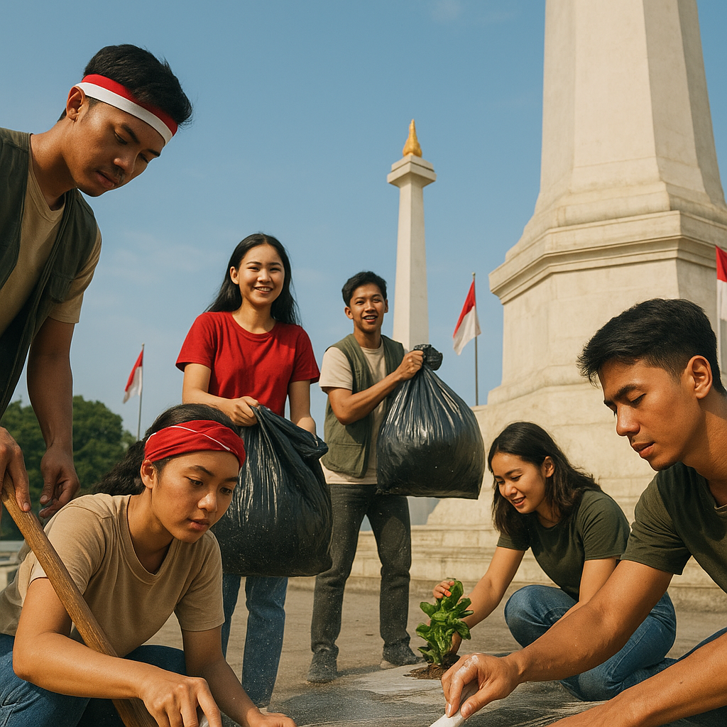 Jelang HUT RI, Komunitas Pemuda Gelar Aksi Bersih-Bersih Tugu Proklamasi sebagai Wujud Cinta Tanah Air