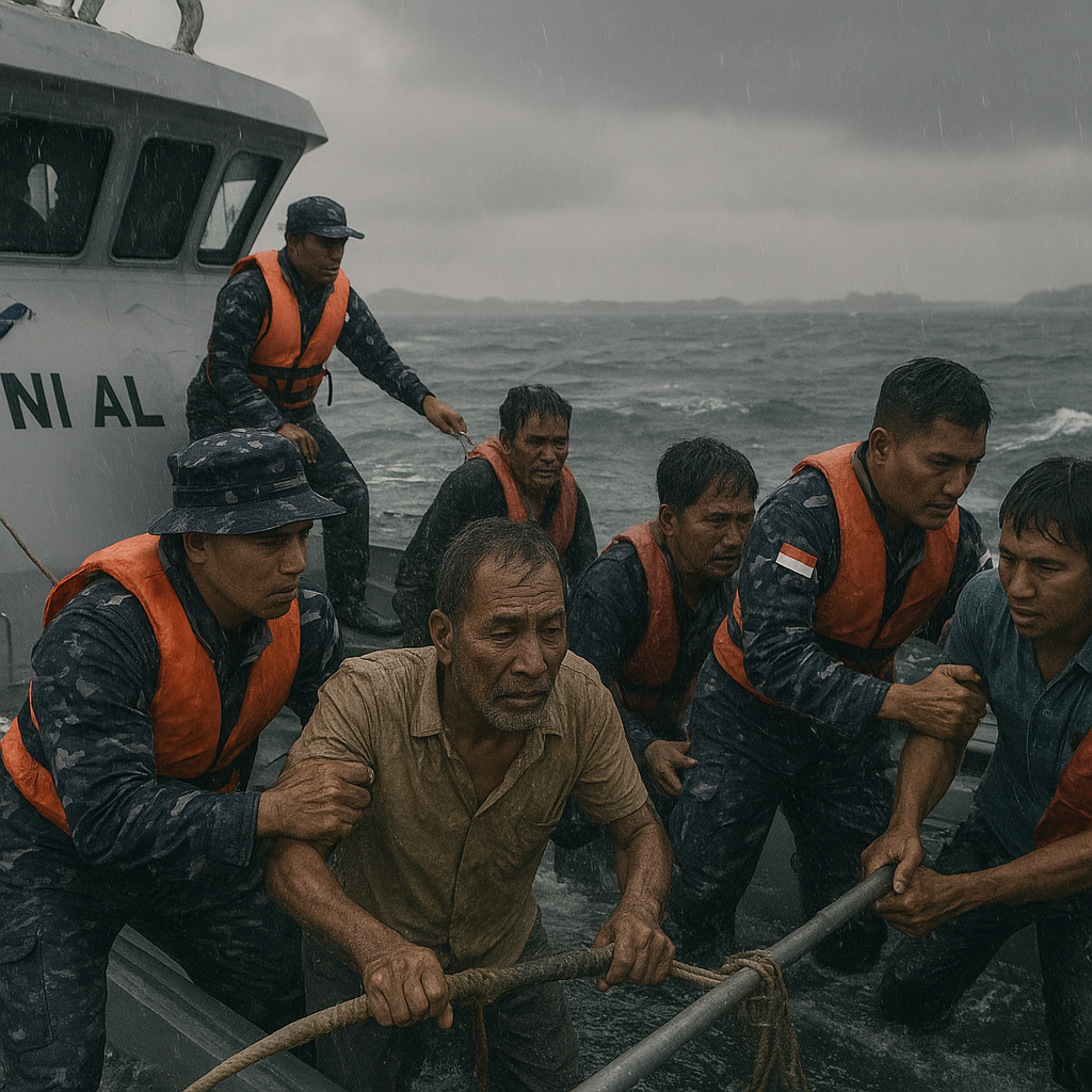 Prajurit TNI AL Selamatkan Nelayan Terombang-ambing di Laut Lepas, Pengorbanan Tiada Henti