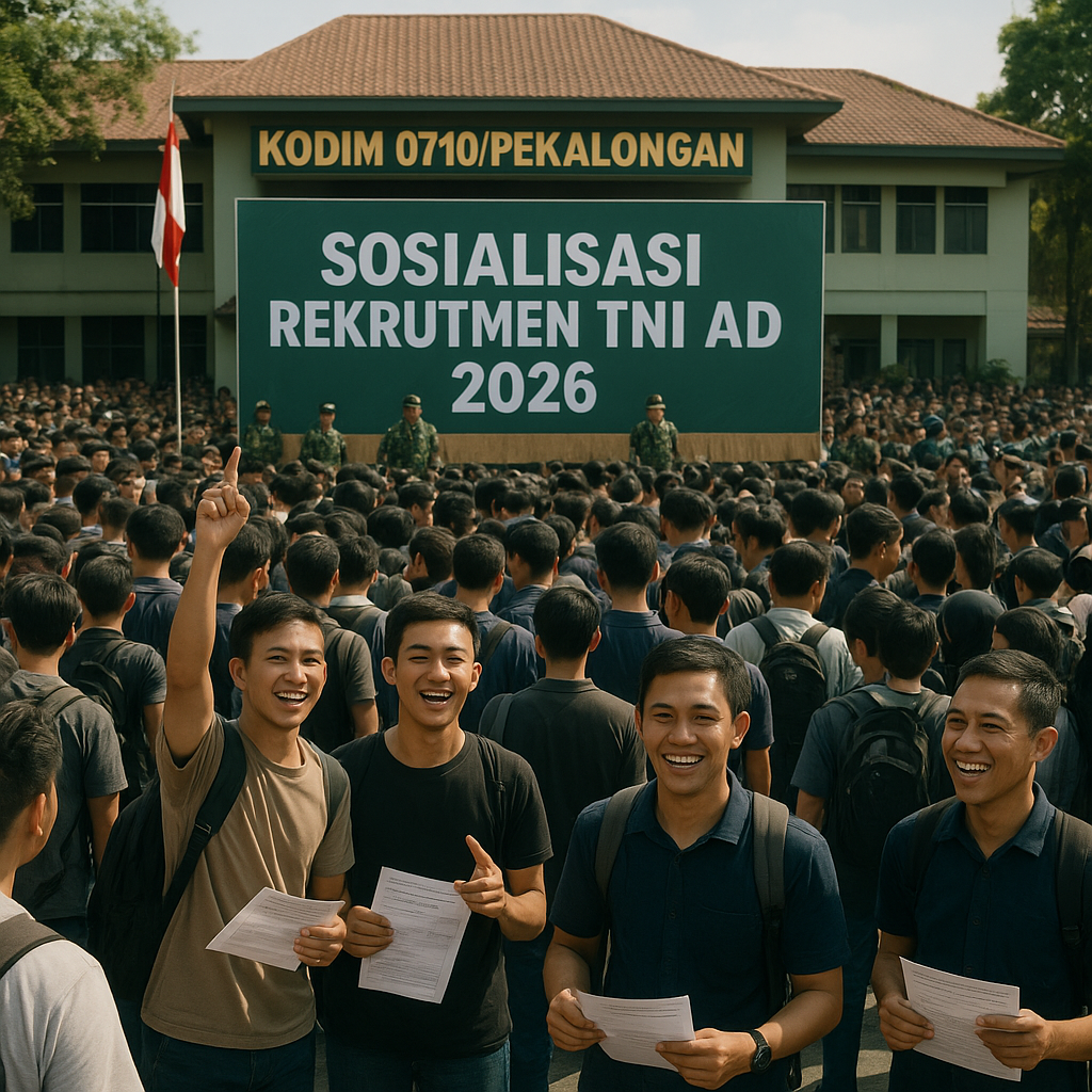 Kodim 0710/Pekalongan Gelar Sosialisasi Rekrutmen TNI AD 2026, Ribuan Pemuda Antusias Daftar