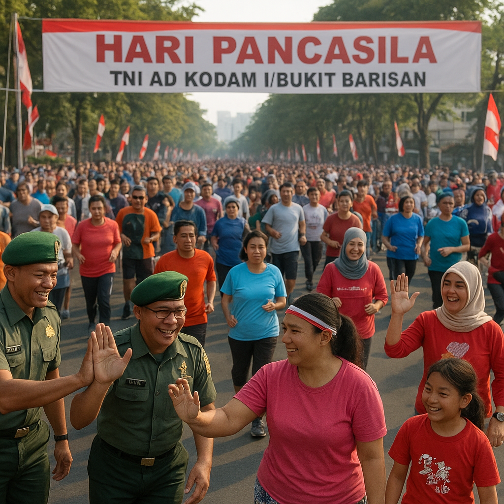 TNI AD Gelar Jalan Santai dan Senam Bersama, Meriahkan Hari Pancasila di Medan