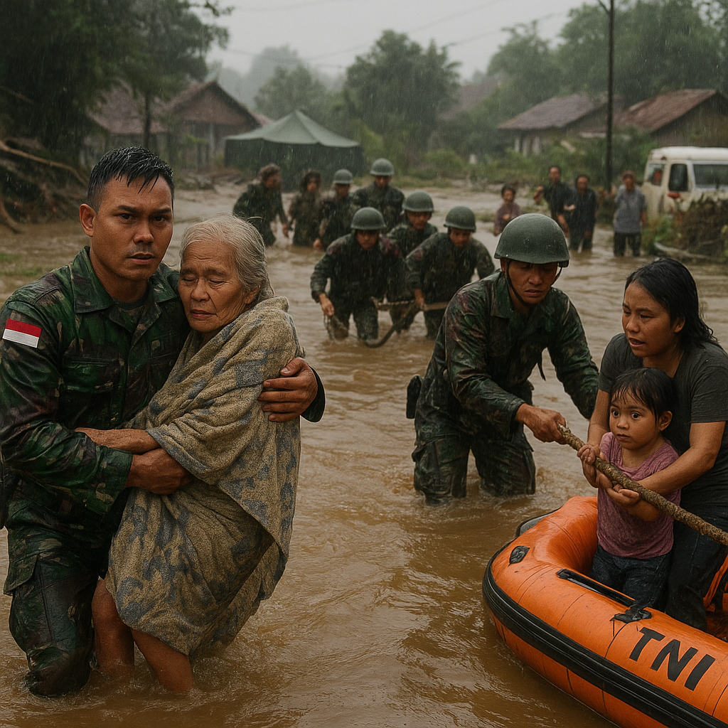 Keteguhan Prajurit TNI dalam Bantu Evakuasi Korban Banjir Bandang di Sulawesi, Rela Berjam-jam dalam Air