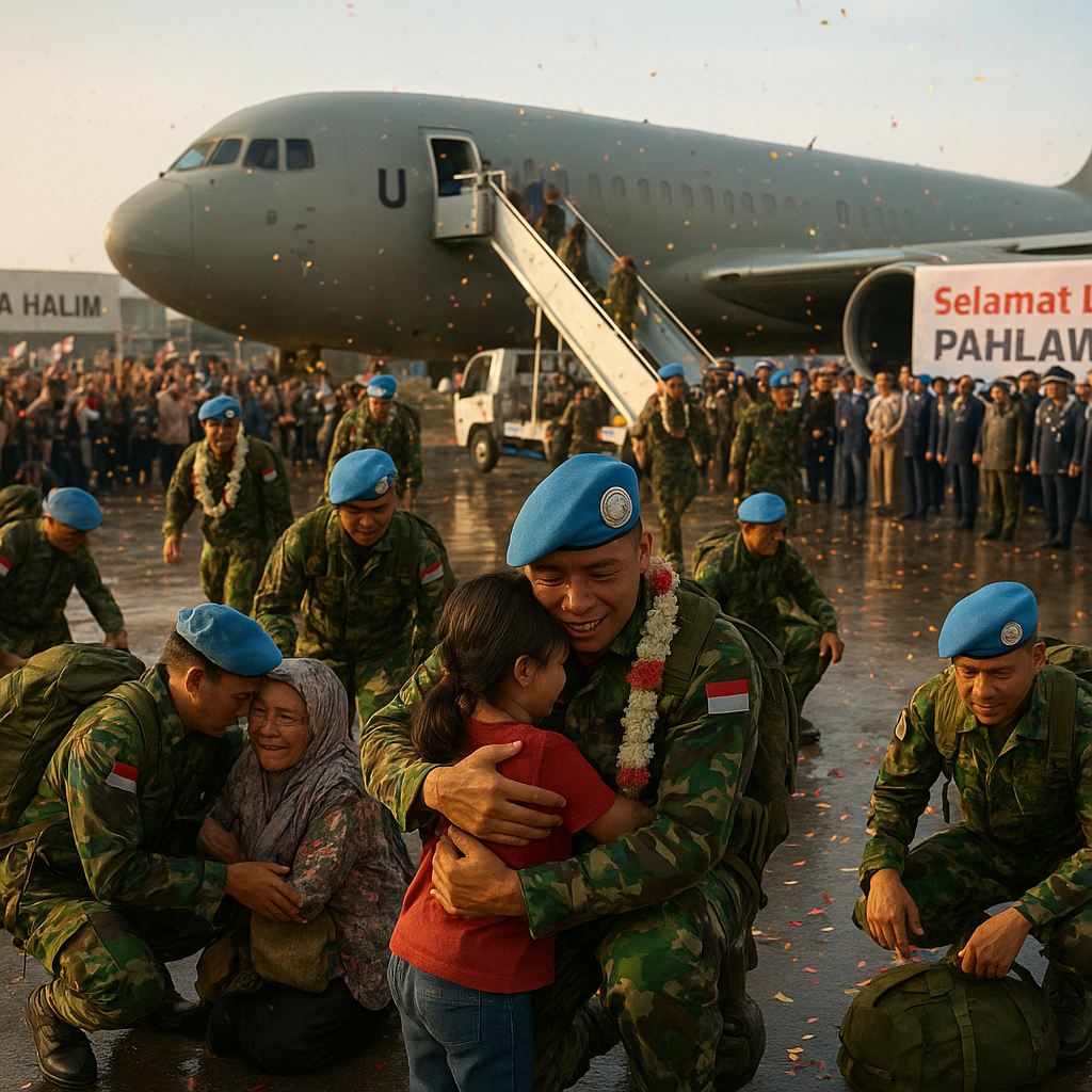 Kembalinya Ratusan Prajurit TNI dari Misi Perdamaian PBB, Disambut Bak Pahlawan di Bandara Halim