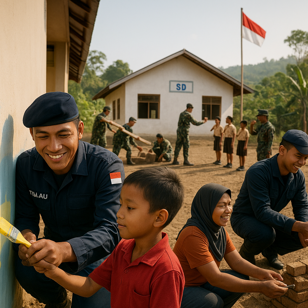 Prajurit TNI AU Bantu Bangun Sekolah dan Ajarkan Kedisiplinan di Daerah 3T